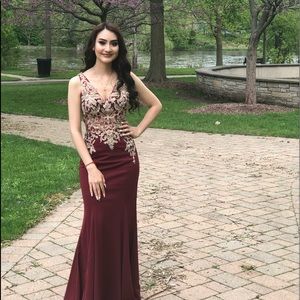 Burgundy Mermaid Prom Dress